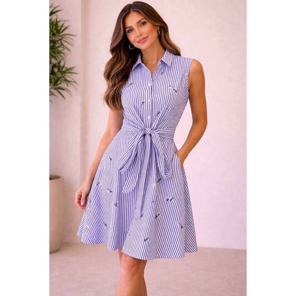 Lucy Paris- Navy and White Striped Dress Size L